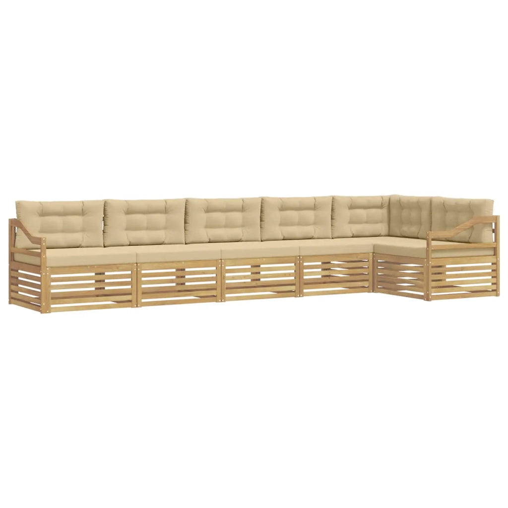 Set di divani da esterno 6 pz Bianco e Beige Poliestere 3390583