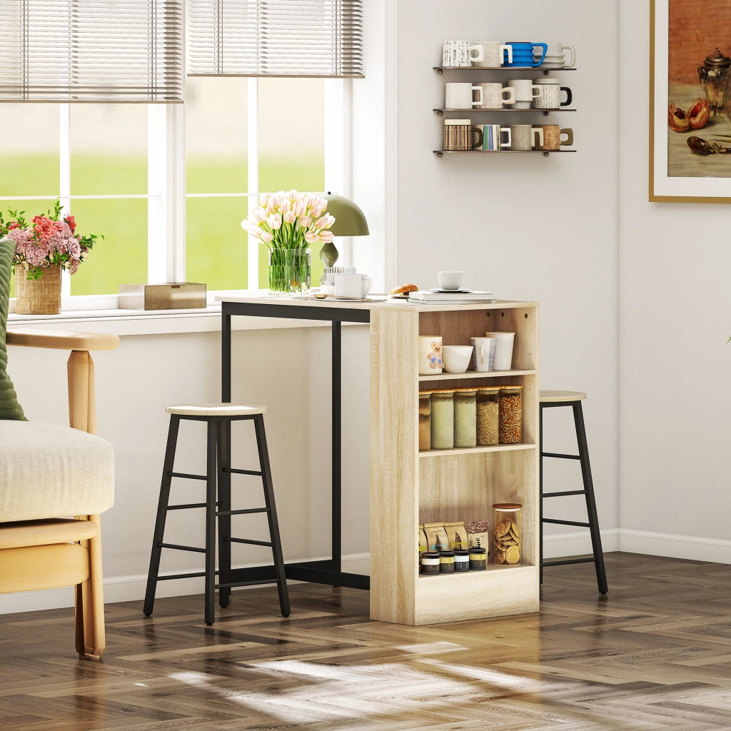Set tavolo bar con 2 sedie ¨C Minimal ¨C marrone chiaro e nero