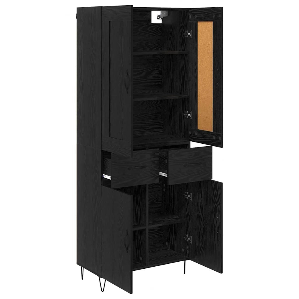Credenza-Buffet-Armadio da cucina Rovere Nero 69,5 x 34 x 180 cm Legno multistrato 107539