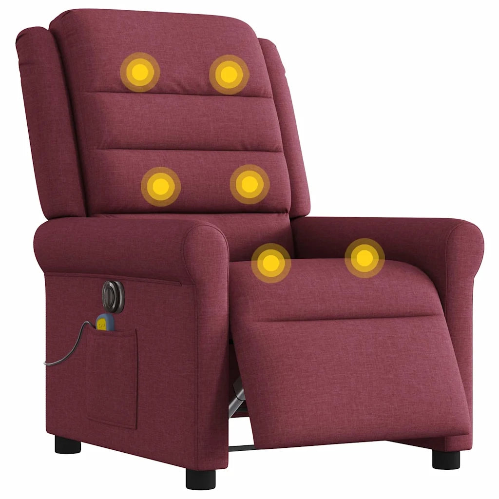 Poltrona Massaggiante | Sedia Relax Reclinabile Elettrica Rosso Vino Tessuto