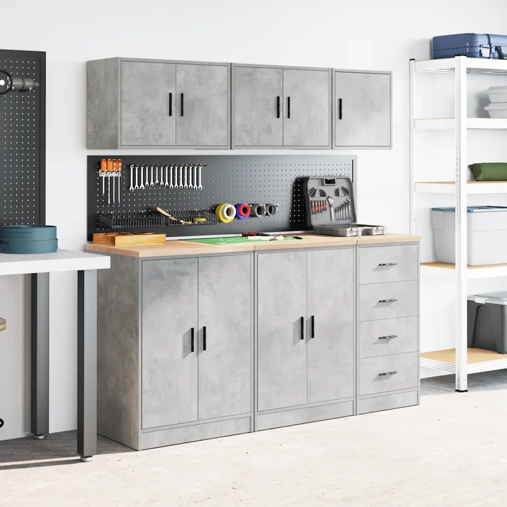 Armadietto portautensili da parete per garage 40 x 30 x 41 cm design moderno legno composito grigio cemento 02_0051423