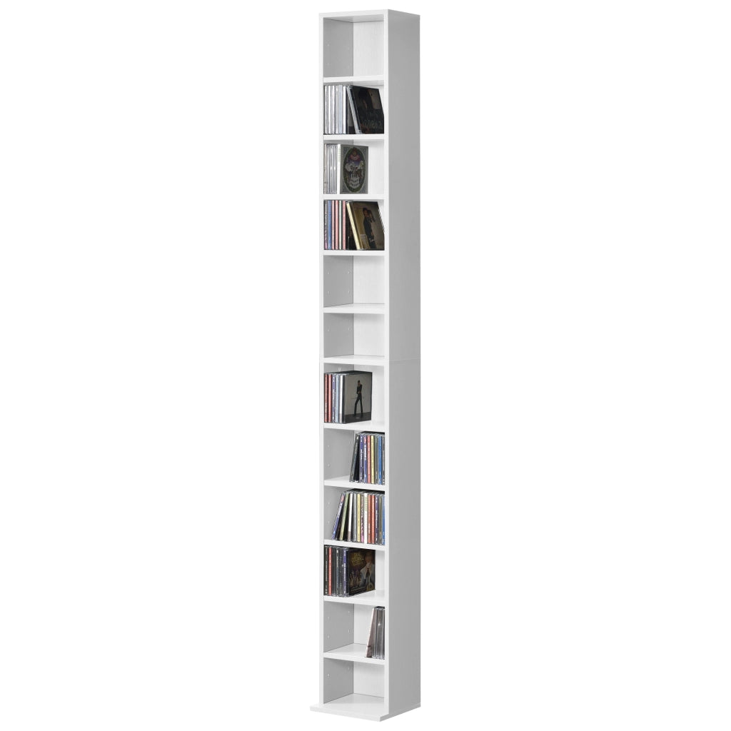 Scaffale a Colonna Tynset con 12 Scomparti per CD DVD 175x20x20 cm Bianco [en.casa]