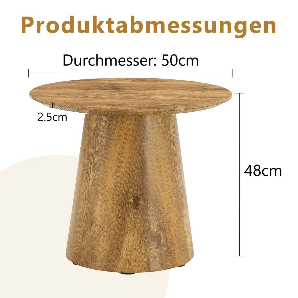 Tavolino rotondo in MDF effetto legno naturale ¨C 50 cm di diametro, 48 cm di altezza. Con rivestimento in laminato effetto legno di alta qualit¨¤ ¨C ide