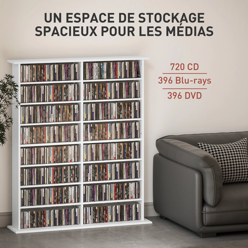 Libreria per CD e DVD con scomparti e ripiani regolabili ¨C Minimal ¨C bianco 16x12