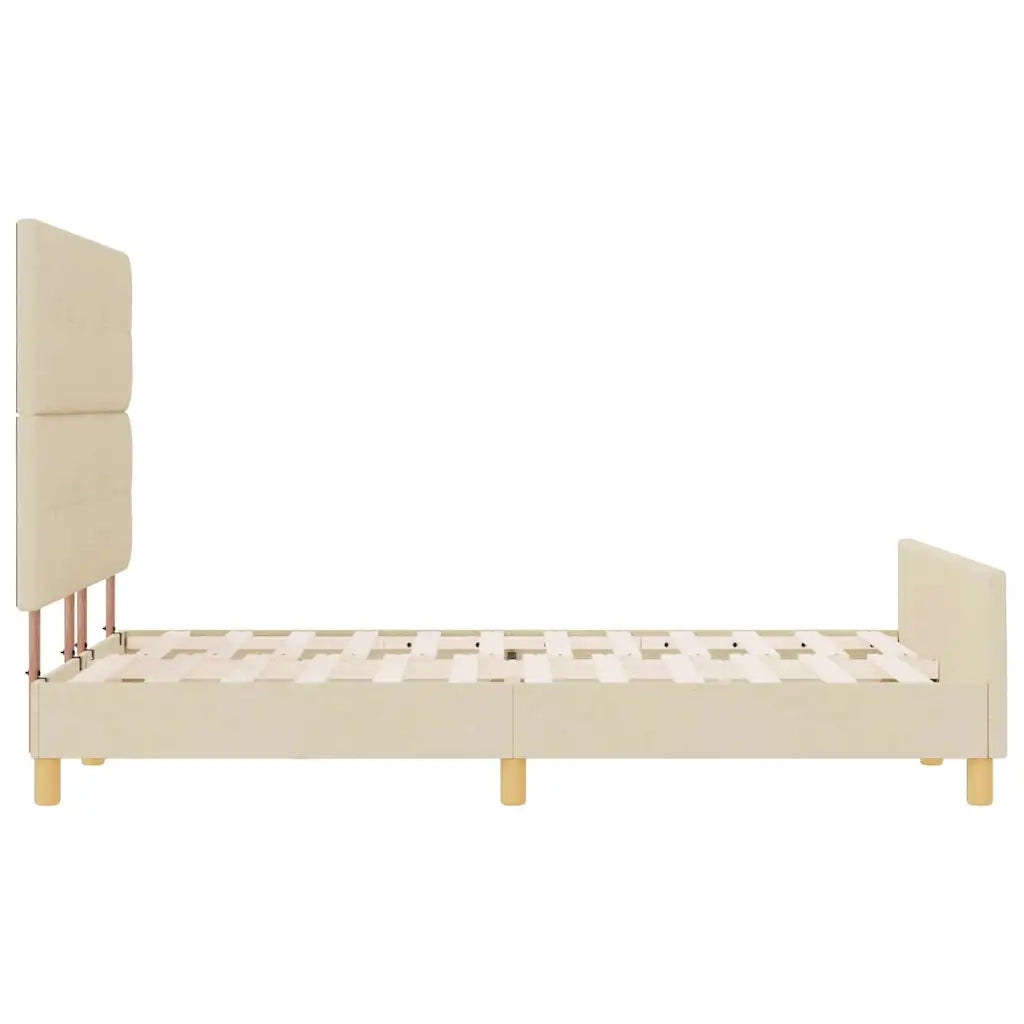 Struttura del letto con testiera Crema 160 x 200 cm Tessuto 3344744