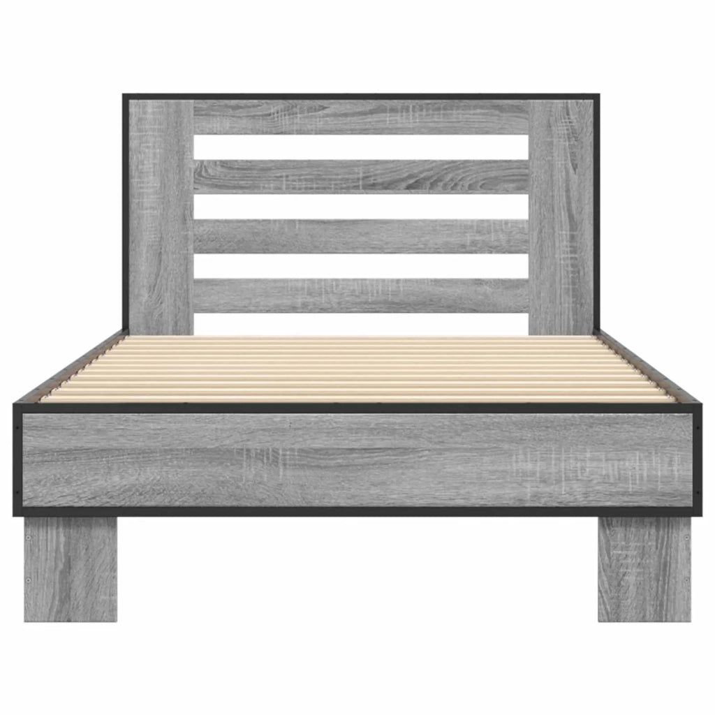 Struttura letto con testata-Giroletto Sonoma grigio 80 x 200 cm 618917
