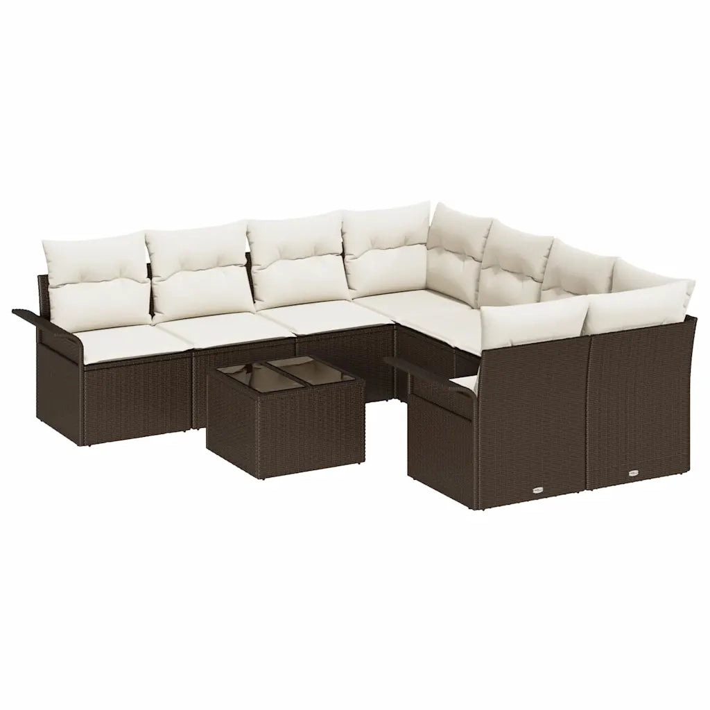 Set Divano da Giardino 9 pcs Marrone e Crema polyrattan 3353967