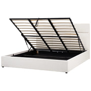 Letto ottomano Bianco Sporco Poliestere Rivestito 180 x 200 cm con Storage e Testata Mobili da Camera da Letto