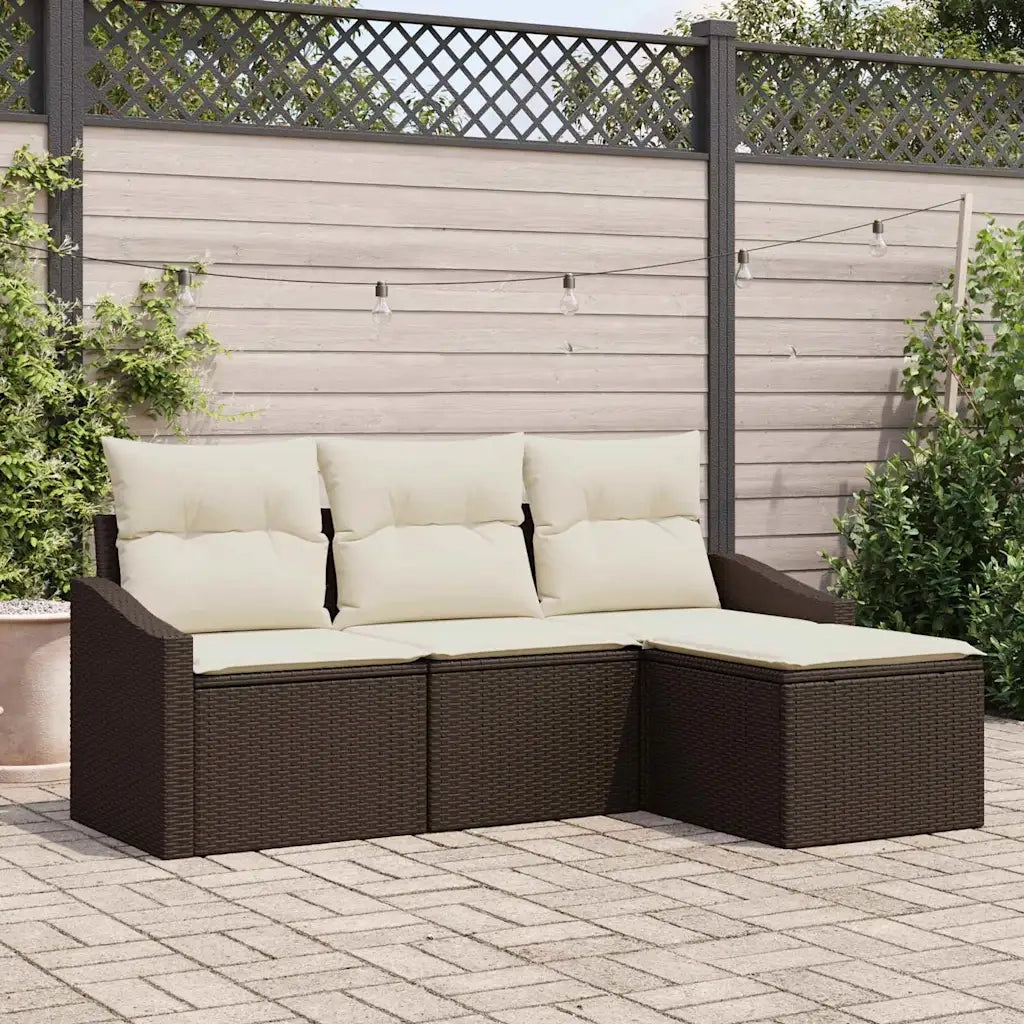 Set di divani con cuscino 4 pcs Marrone polyrattan 3346668