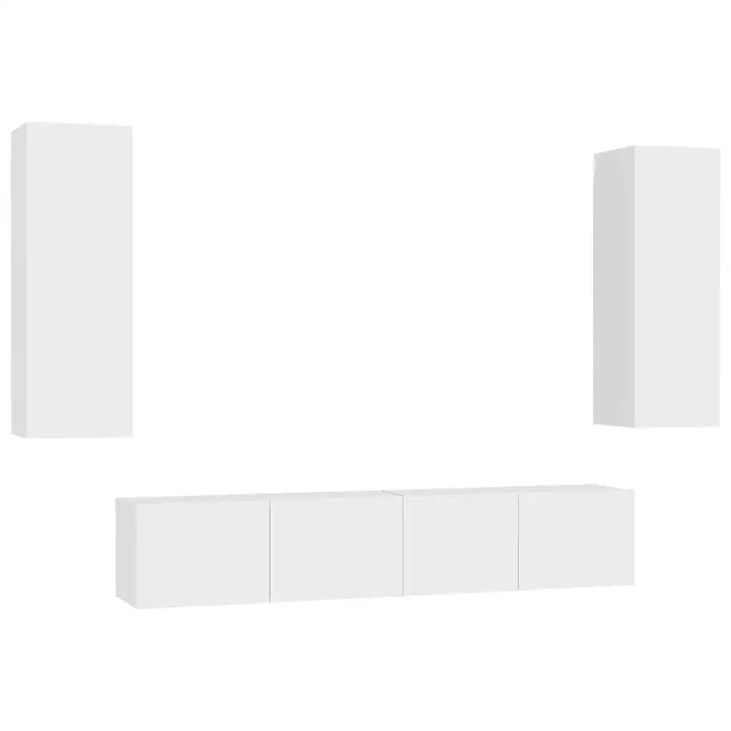 Set Mobili Porta TV 4 pz | Armadietto TV | Mobile Porta TV Bianco in Legno Multistrato
