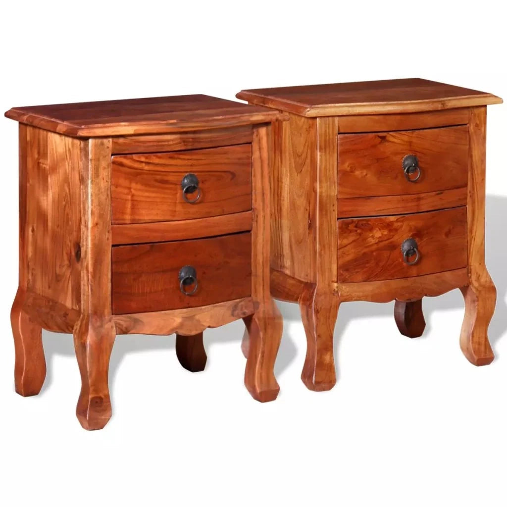 Comodino Comodino Comò Armadio Camera da letto Mobili con cassetti 2 pz Legno massello di acacia 1402018