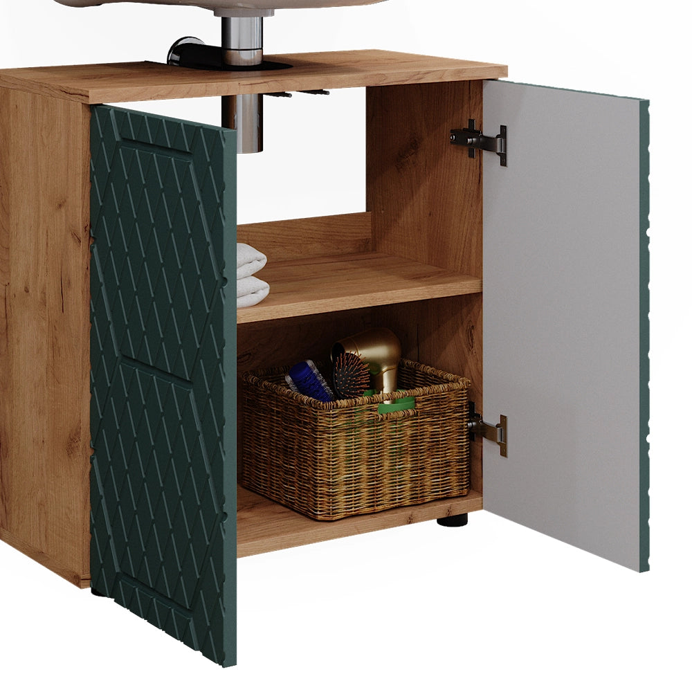 Vicco Set mobili bagno Quercia verde/oro 3 parti