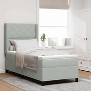 Letto a molle con materasso Grigio chiaro 100 x 200 cm Velluto