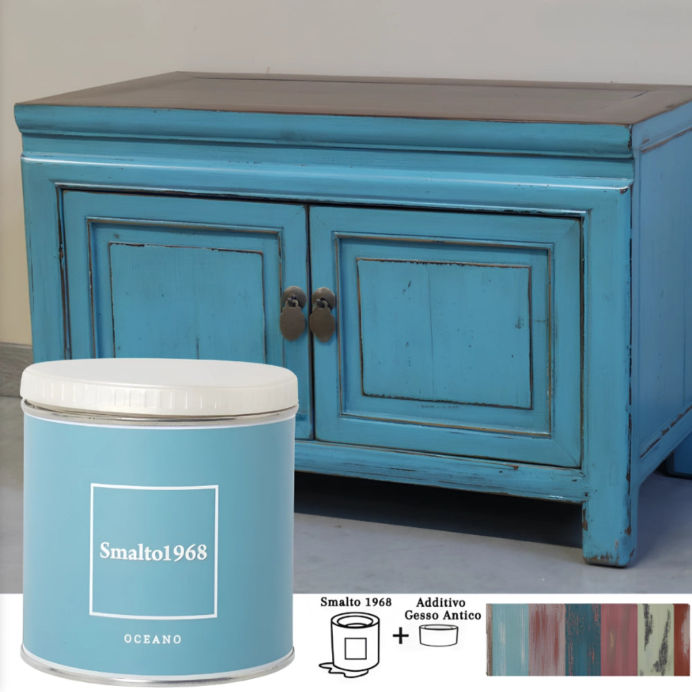 Smalto1968 base acqua gesso antico shabby chic finitura opaca multicolore l 0.5 *** colore- oceano, confezione 1