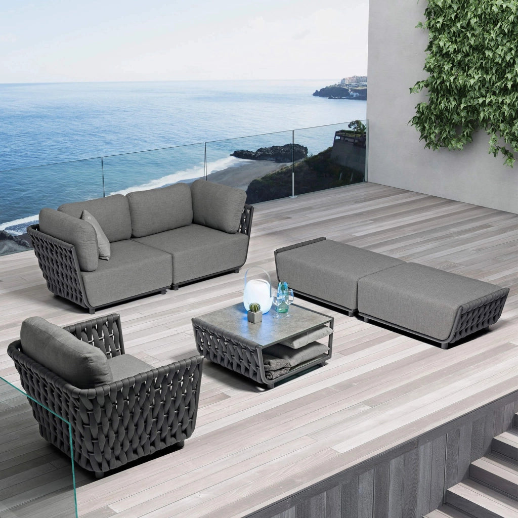 Tavolino per Salotto da Giardino in Alluminio Textilene Poliestere cm 71x81x40 - ZED