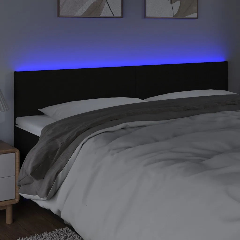 Testiera | Testata a LED Nera 160x5x78/88 cm in Tessuto