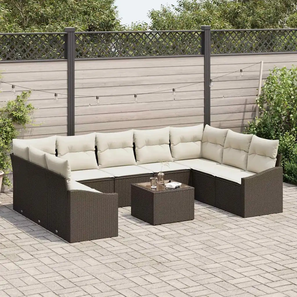 Set di divani con cuscino 10 pcs Marrone polyrattan 3346888