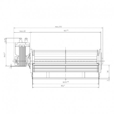 Ventola tangenziale EBM QLZ06/0018B38-2518H-139 Motore Sinistro