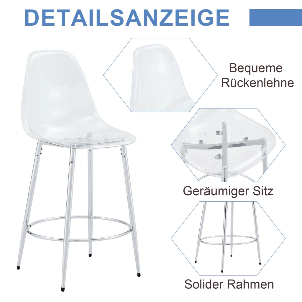 SGABELLO ALTO Set da 2 pezzi, 66 cm, trasparente, metallo e plastica