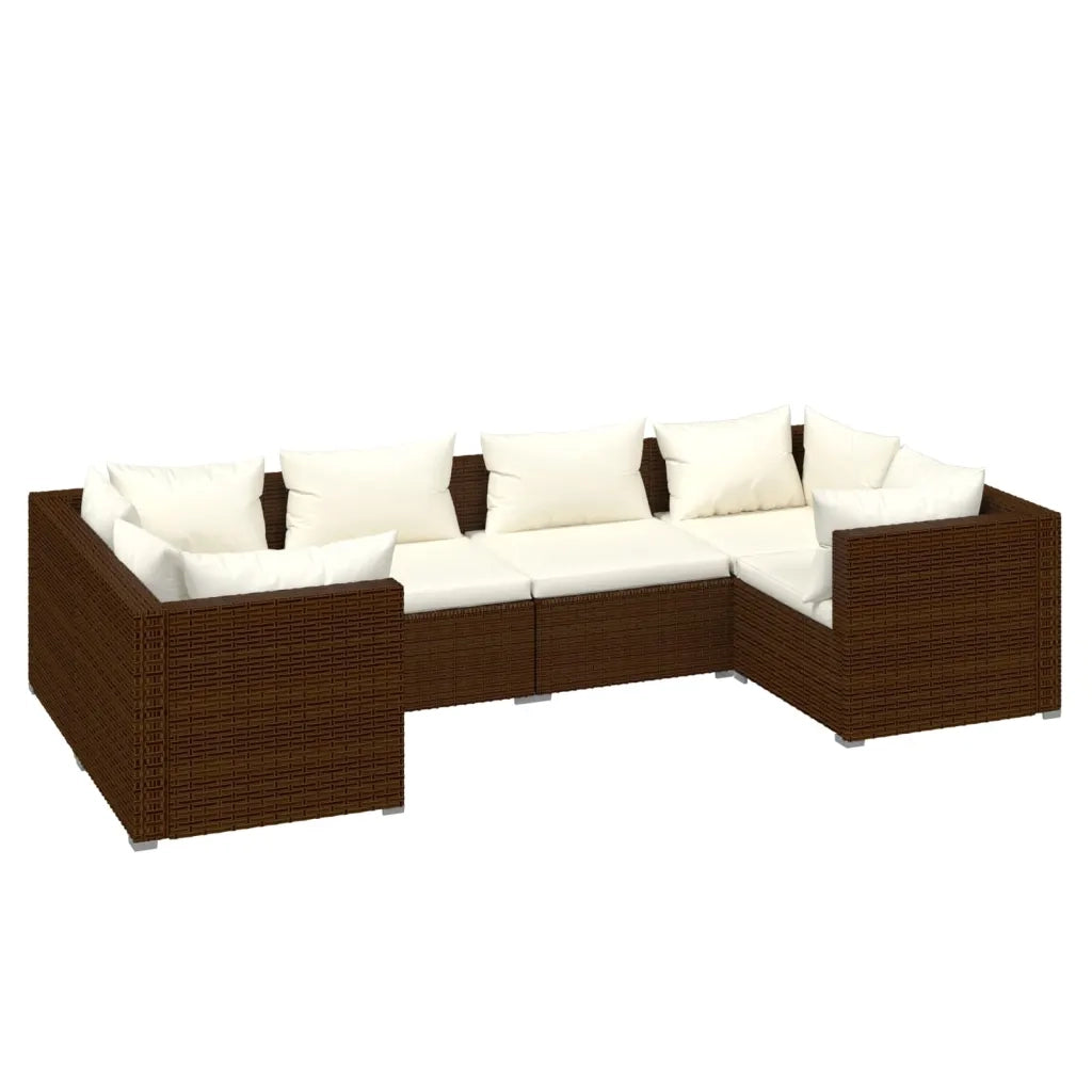 Set Divani da Giardino 6 pz con Cuscini in Polyrattan Marrone 3101938