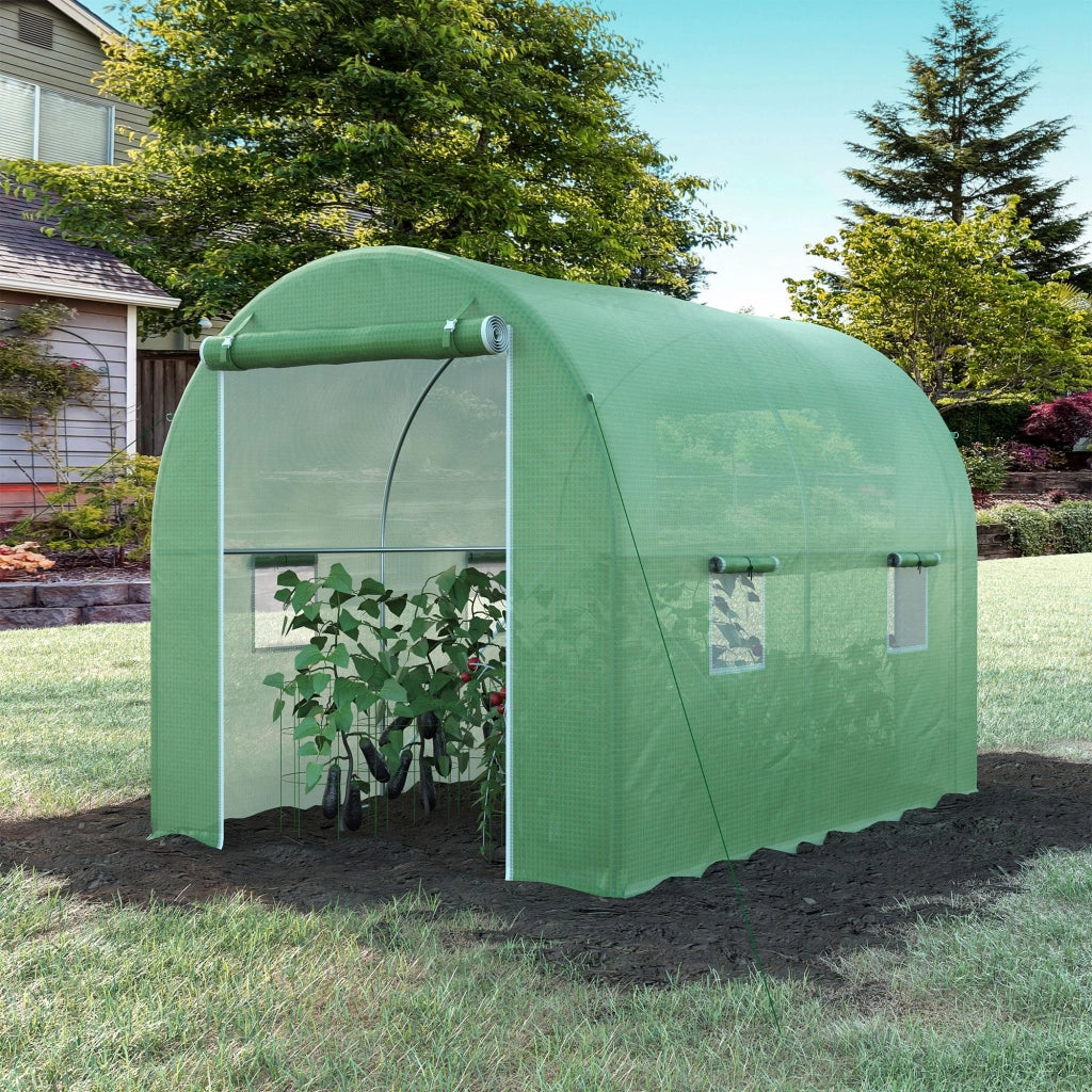 Serra Tunnel da Giardino ¨C Xylo ¨C 6m2 3x2x2,10m Verde con Porta e 4 Finestre