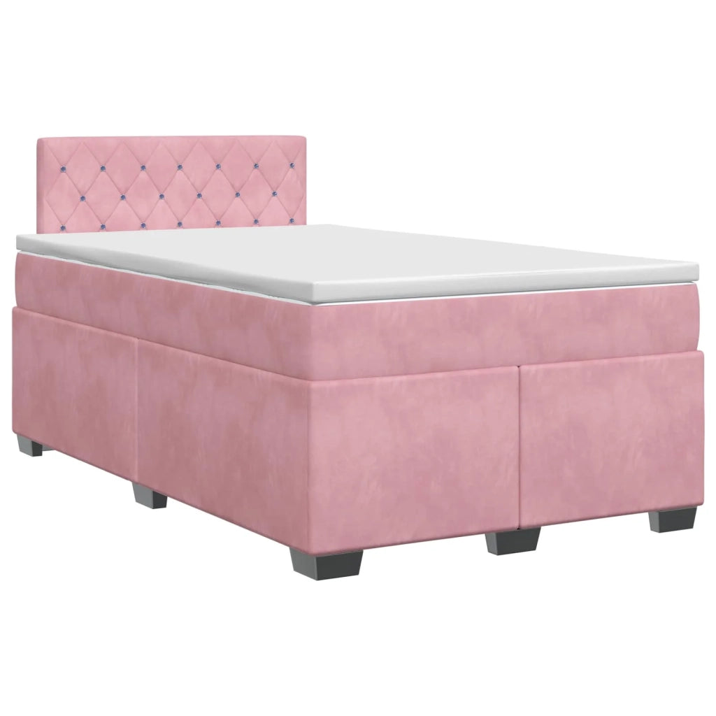 Letto box spring con materasso Rosa 120 x 200 cm Velluto 3450691