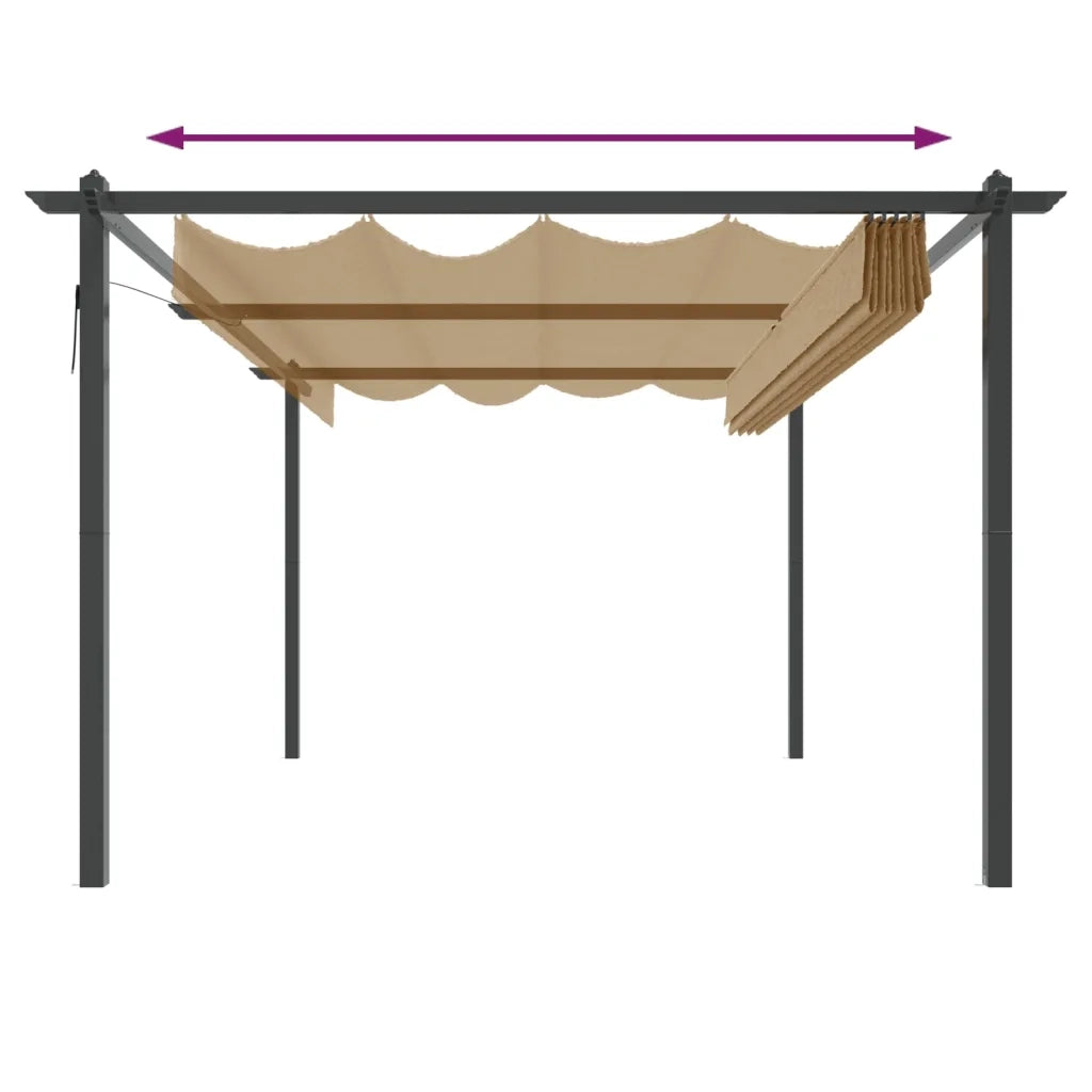 Pergola da Giardino con Tetto Retrattile 4x3 m Tortora 318539