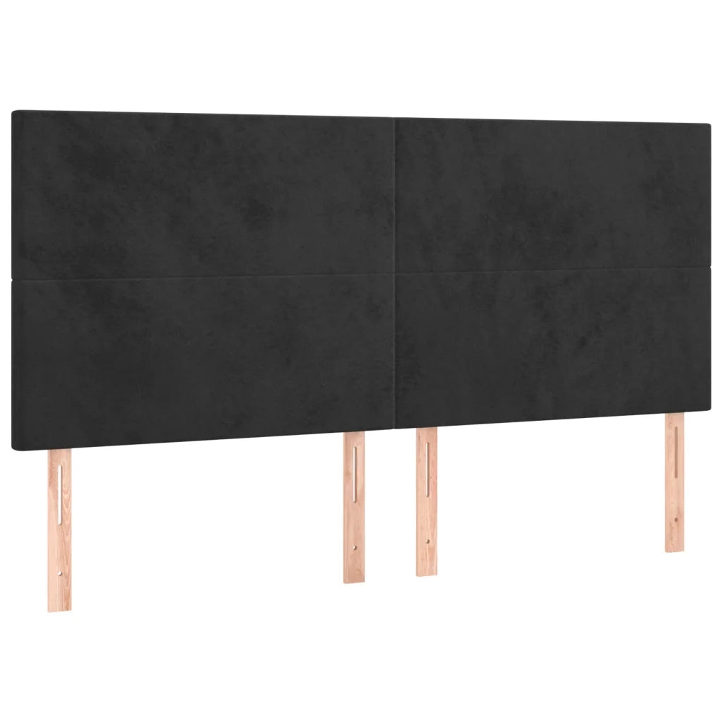 Testiera-Testata-Testiera Decorativa Nera 180x5x118/128 cm Velluto 812947