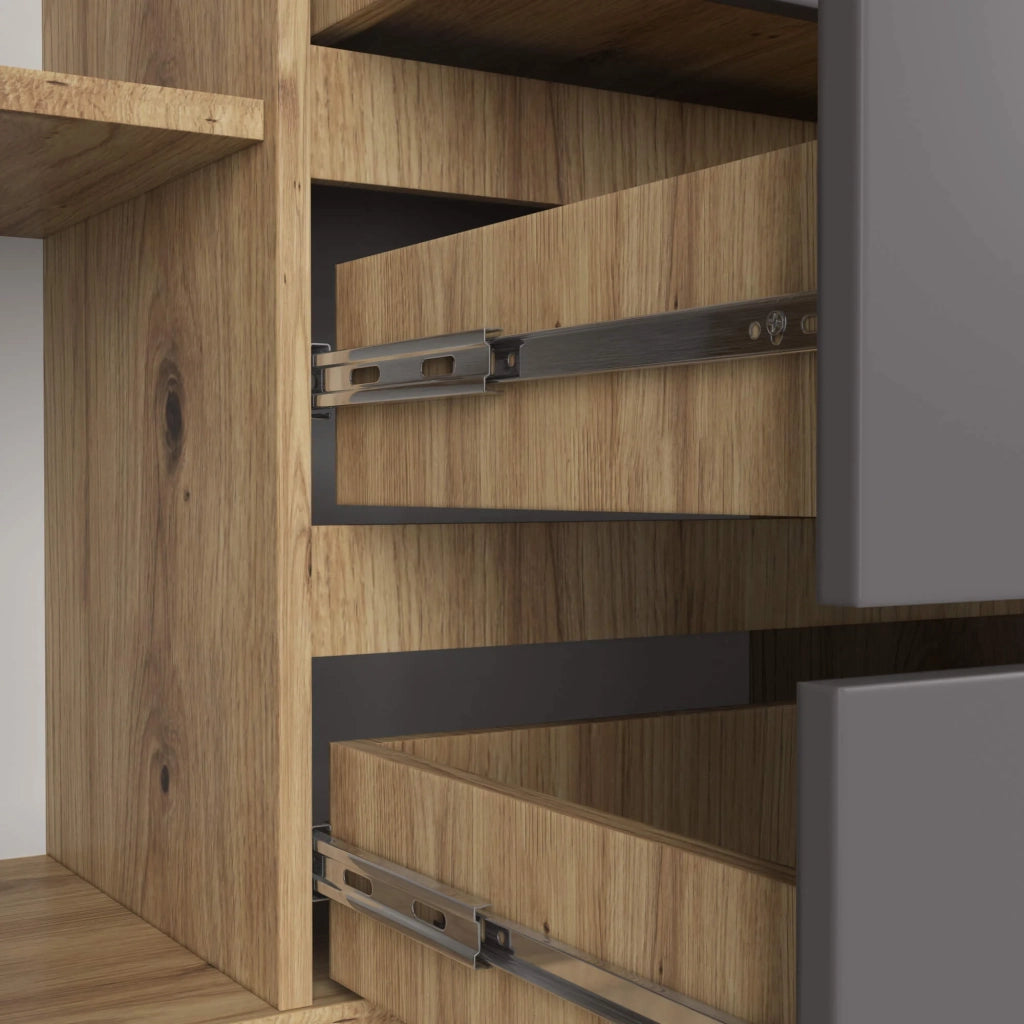 Cassettiera AKORD K160 Quercia Artisan 160 cm 2 ante 4 cassetti inserto frontale Grigio Grafite 160x40x99 cm