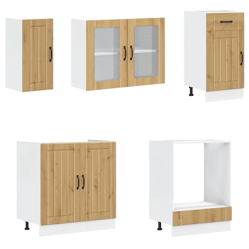 Set Mobili da Cucina 8 pz Kalmar Rovere Artigianale Truciolato 3314810