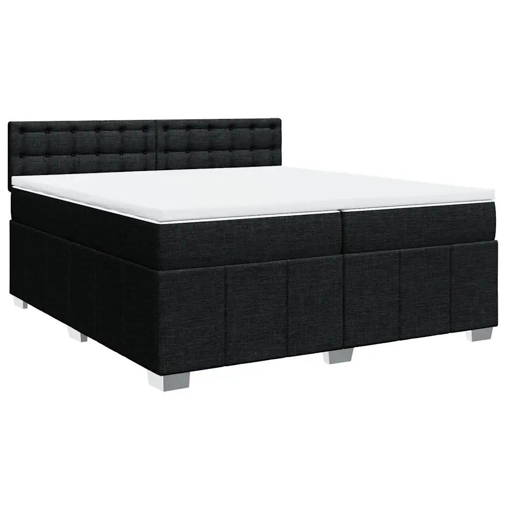 Giroletto a Molle con Materasso Nero 200x200 cm in Tessuto