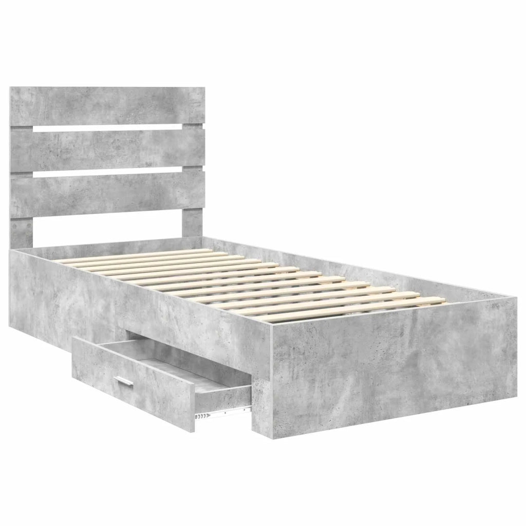 Struttura del letto con cassetto Grigio cemento 90 x 190 cm 3412023