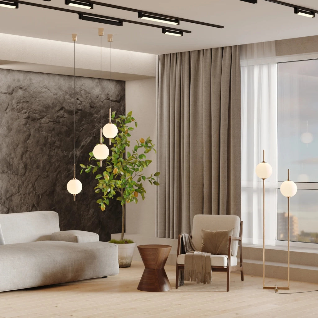 Maytoni Lampada da terra moderna The Sixth Sense 2 luci LED integrato ottone metallo vetro