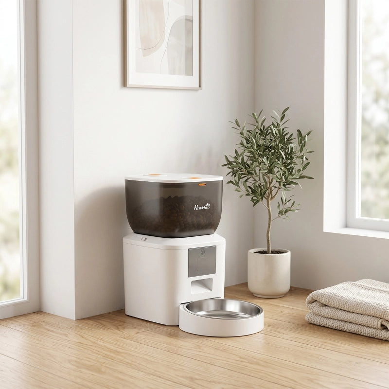 Distributore automatico di cibo per gatti, Wi-Fi 2.4G, 4 litri, controllo tramite app, da 1 a 10 pasti, avviso di alimentazione ogni 10 secondi.