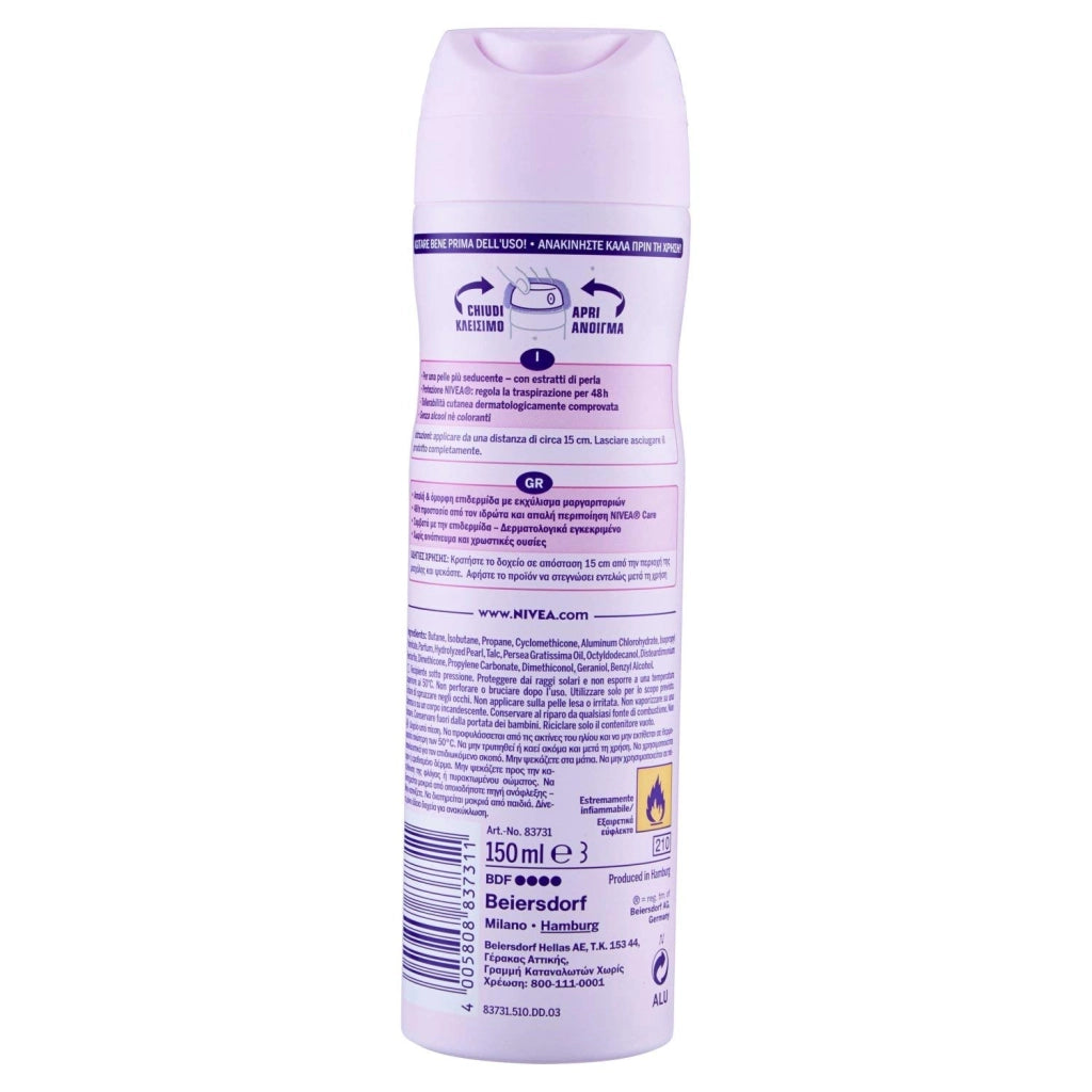 SET 2  NIVEA DEODORANTE SPRAY 150ML PEARL E BEAUTY