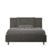 BS COM Letto una piazza e mezza con rete imbottito 130x200 microfibra grigio