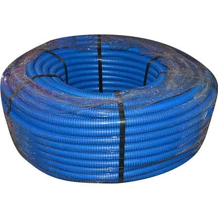 TUBO CORRUGATO CON TIRAFILO BLU Ø 25 mm - rotolo 50 mt - 50 metrilineari