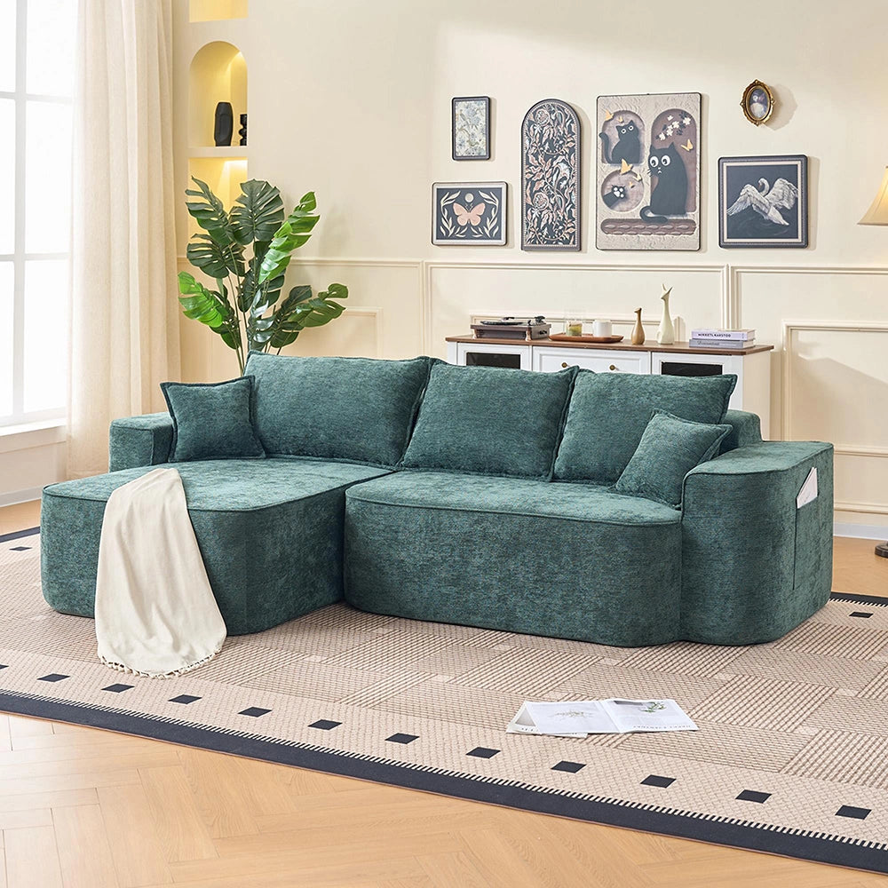 Divano angolare Cloud Couch - Xylo - 262 cm - Verde - Con poltrona reclinabile e seduta XXL