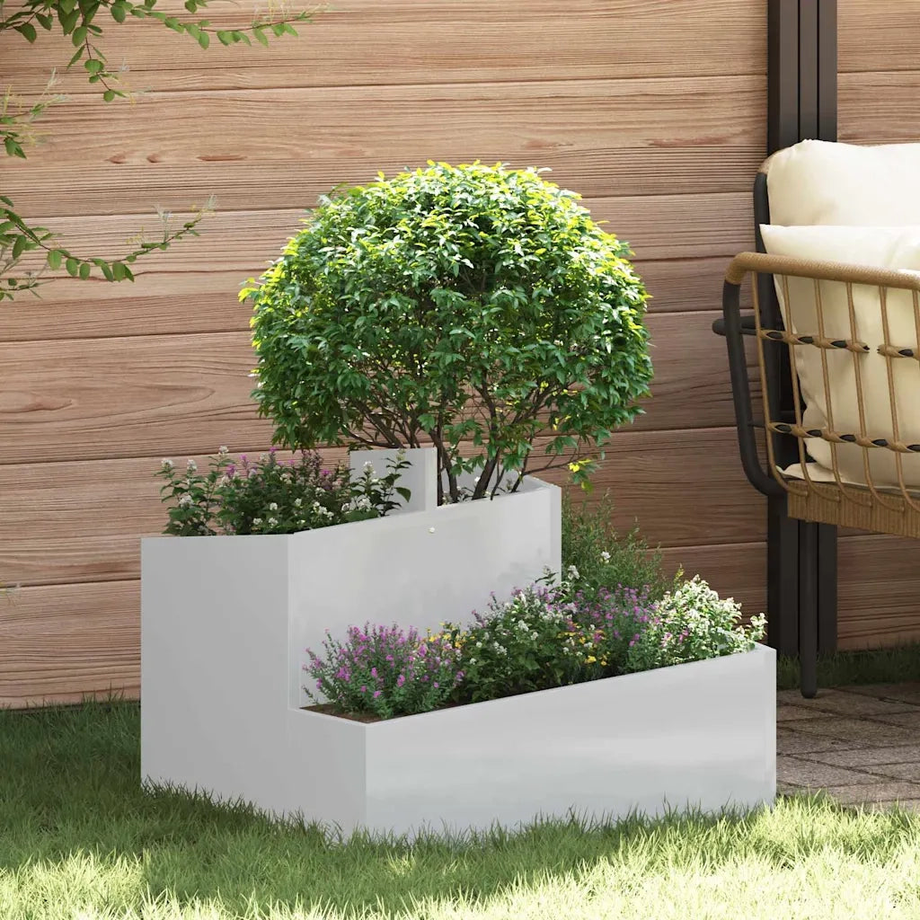 Fioriere | Cassetta per fiori | Vaso da giardino Argento 60 x 60 x 50 cm Acciaio zincato