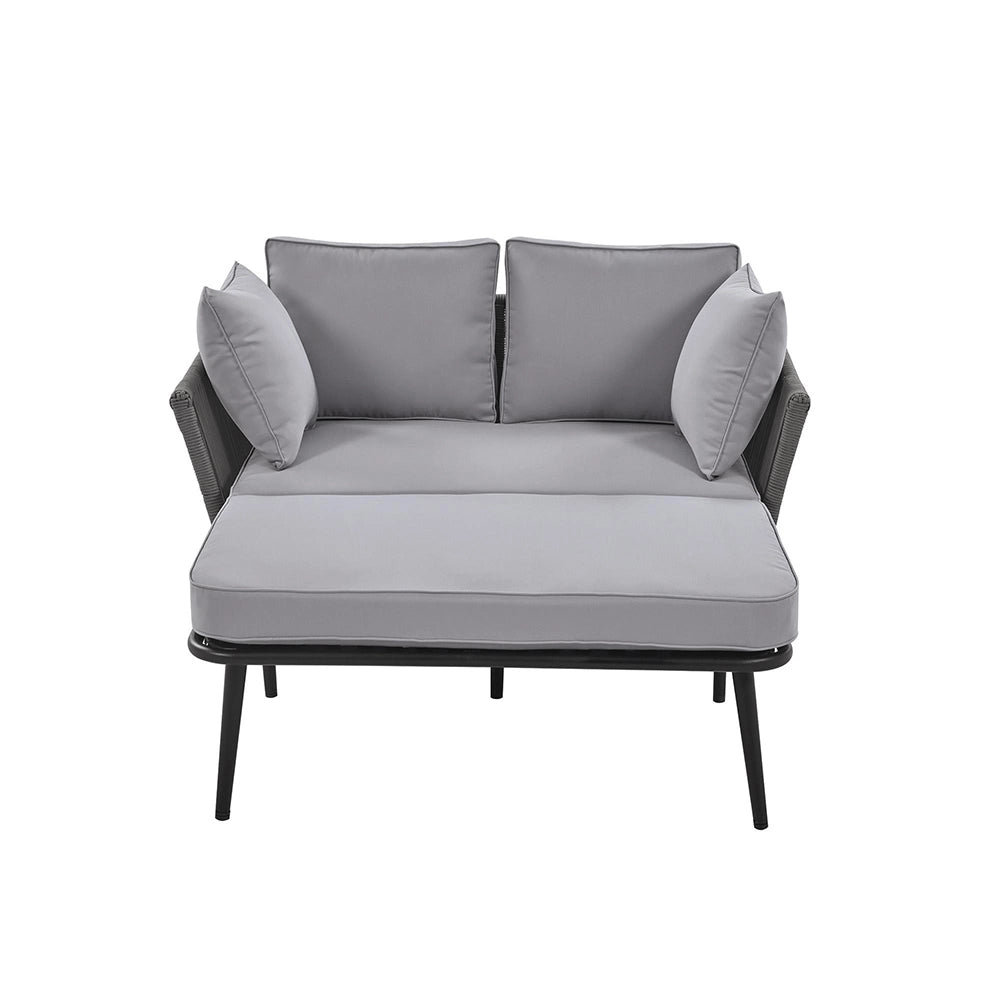 Set giardino - Xylo - 2 posti con cuscini lavabili grigio