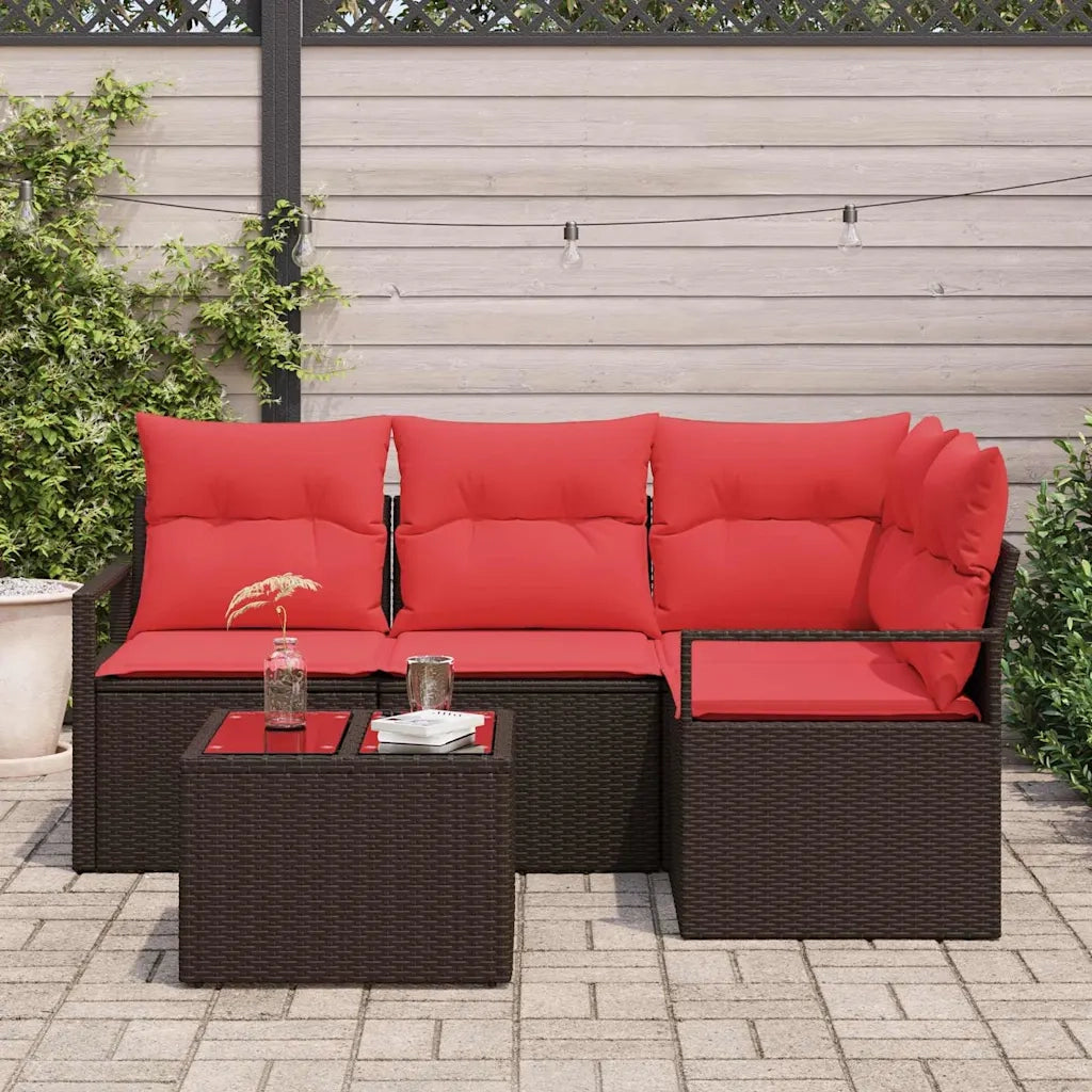 Set di divani con cuscino 5 pcs Marrone polyrattan 3346374