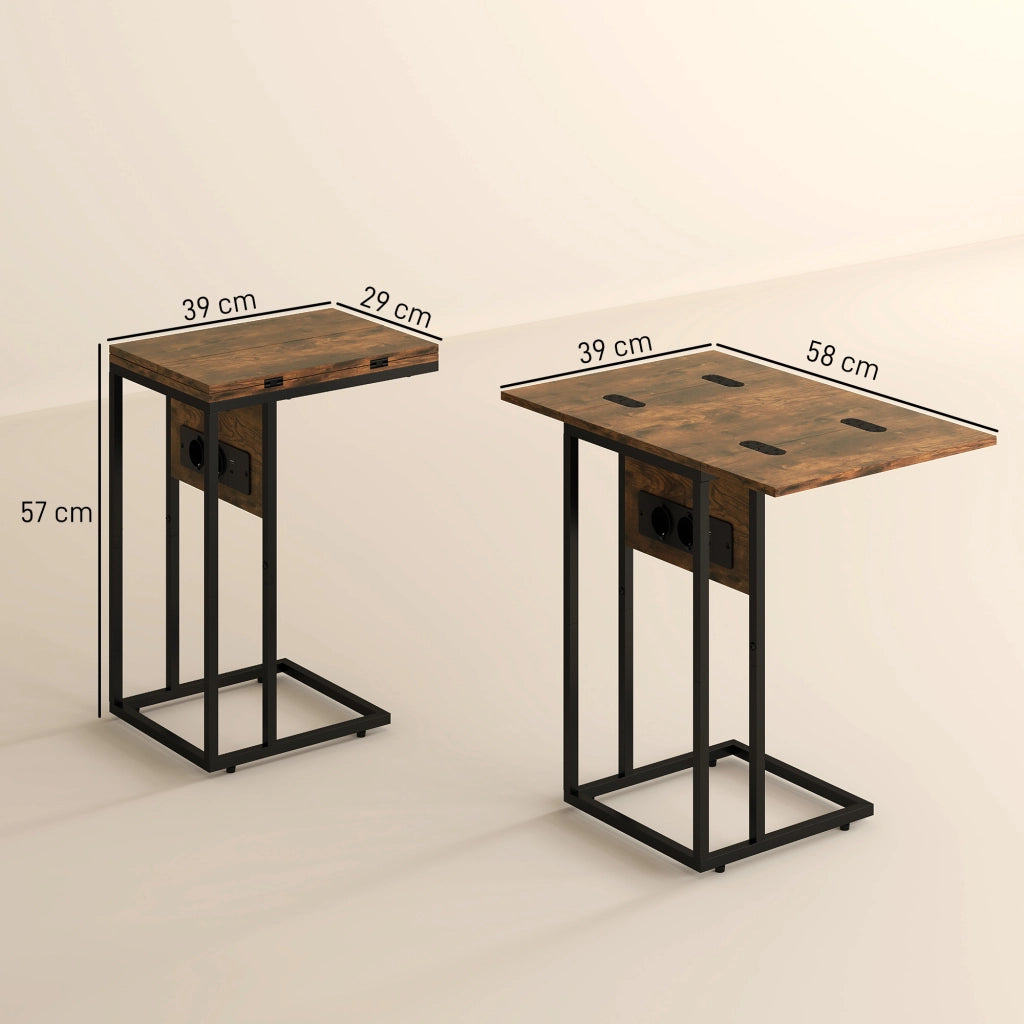 Tavolino da salotto con ricarica ¨C Xylo ¨C Effetto legno marrone e nero 39x29x57