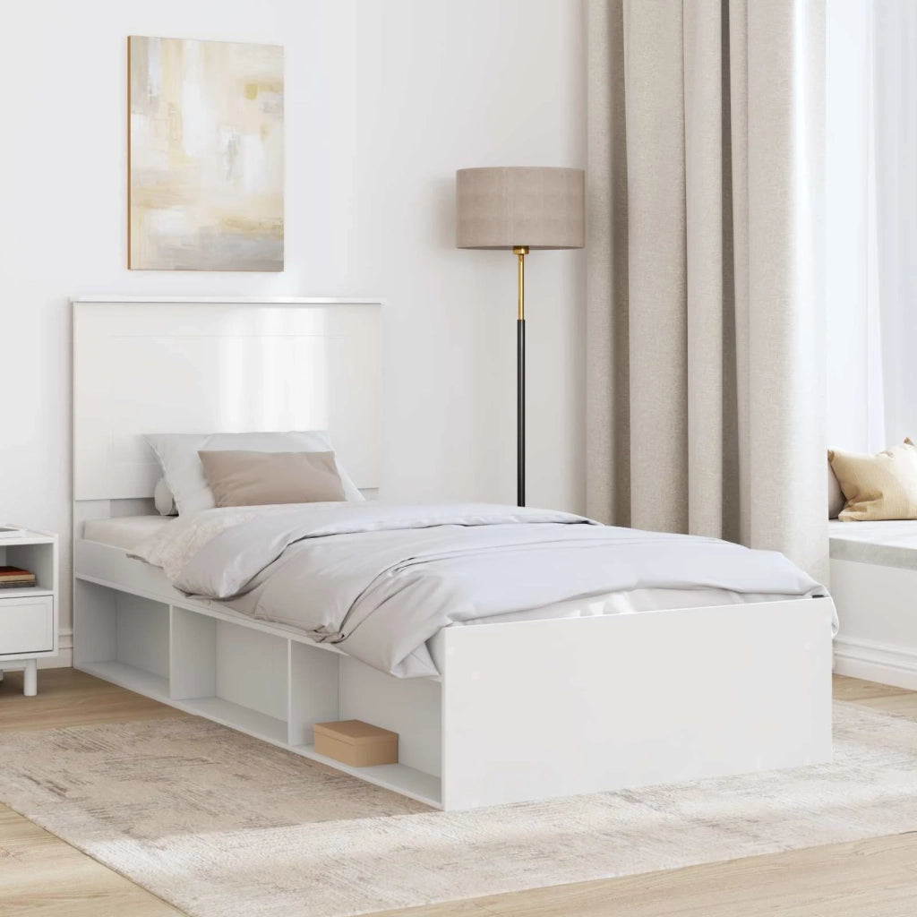 Letto singolo | Letto per adulti | Struttura del letto Bianco 100 x 200 cm Pino massello