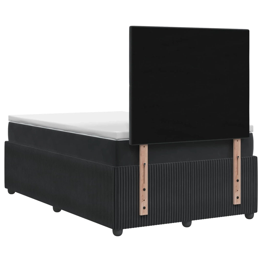 Letto Box Spring LED con Materasso Nero 120 x 190 cm Velluto 3456031