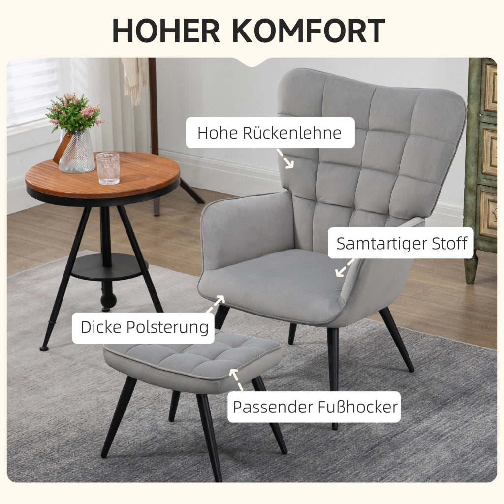 Poltrona Relax con Ottomana ¨C Minimal ¨C Grigio