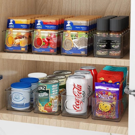 Organizzatori per Frigorifero, Scatole Organizzative per Frigorifero in Vetro, per la Conservazione in Cucina, Bagno, Riscaldamento, Box da 4 pezzi