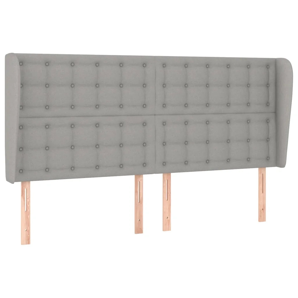Testiera | Testata ad Orecchio Grigio Chiaro 203x23x118/128 cm in Tessuto