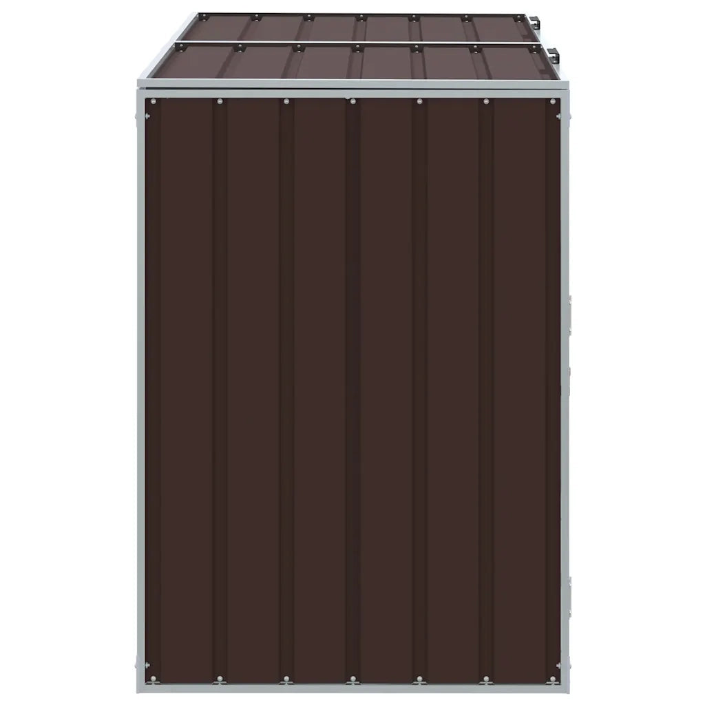 Copribidone con Ruote per 2 Bidoni Marrone 144x81x113cm Acciaio 4006178