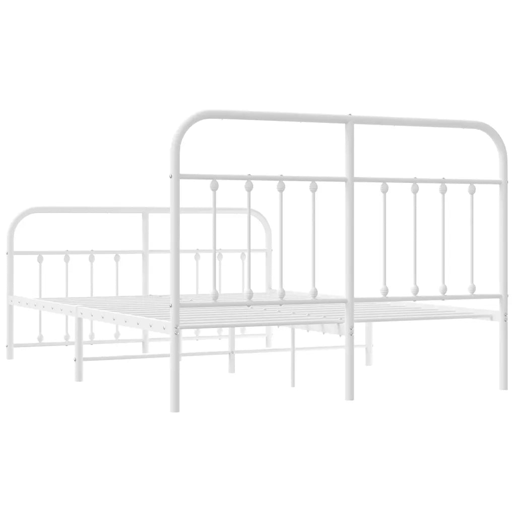 Letto matrimoniale | Letto per adulti | Giroletto con Testiera e Pediera Metallo Bianco 140x190 cm