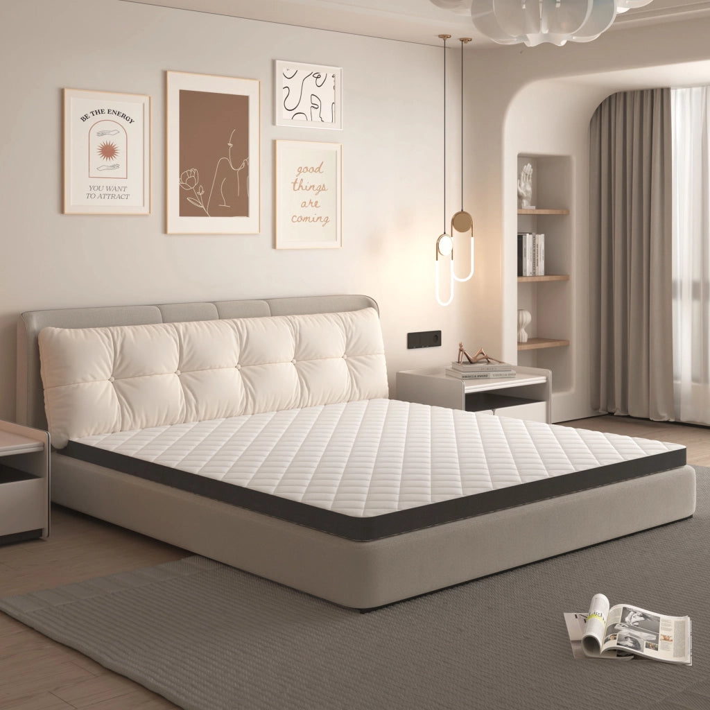 Materasso in schiuma con supporto a 7 zone e moduli ergonomici per camera da letto bianco e grigio